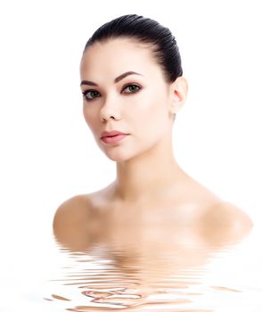 Pretty girl posing on white background