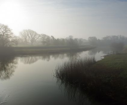 a foggy day on the river