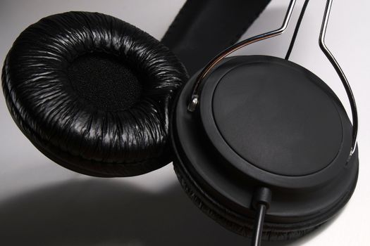 close-up of cushioned headphones speakers, DJ or Metal detecting style