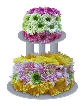 Flower Cake made from fresh flowers isolated on white background