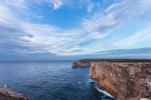 landscape at Sagres fortress during sunset, Portugal