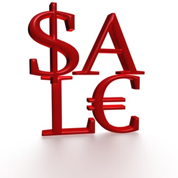 Glossy three-dimensional inscription Sale as a sign.