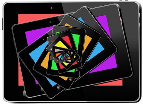 illustration of many kaleidoscope from multi-colored tablets