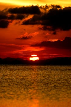 Beautiful sunset above the lake