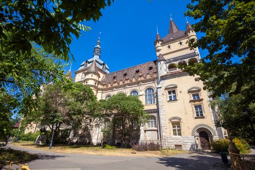 Budapest, Hungary - August 3, 2013: Vajdahunyad Castle view on a sunny day, Budapest, Hungary