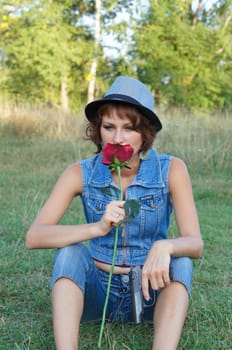 girl with gun on nature