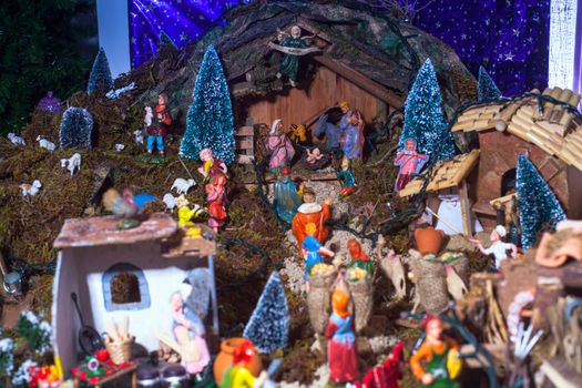 View of nativity scene, in Italian called Presepe