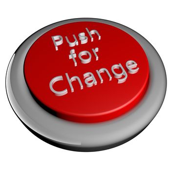 Push for change button, isolated over white, 3d render