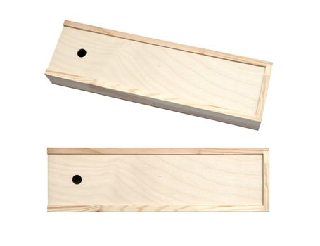 Wooden box isolated on white background