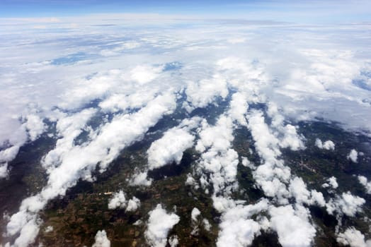 Cloudscape. Blue sky and white cloud. Sunny day. Cumulus cloud.