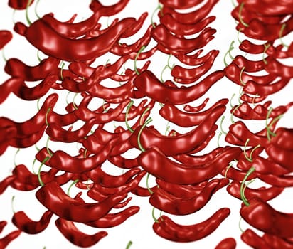 Illustration with many red hot peppers