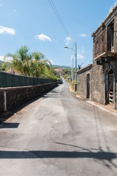 Lonely road on mount Etna Active Volcano