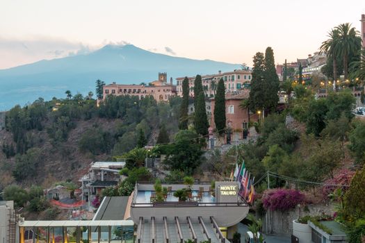Mount Etna from Taormina city garden