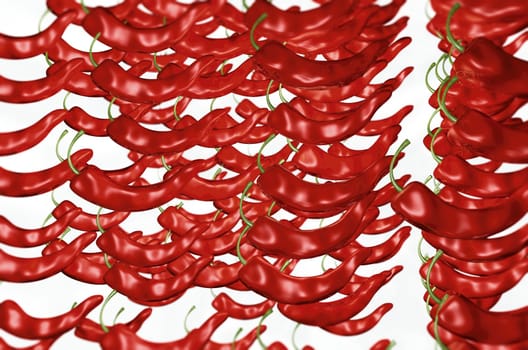 Illustration with many red hot peppers