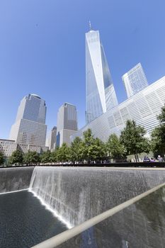 NEW YORK CITY, USA - SEPT. 27: NYC's September 11 Memorial  seen on Sept. 27, 2014. The memorial was dedicated on the 10th anniversary of the Sept. 11, 2001 attacks.