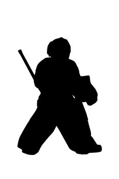 Hockey goalie silhouette, isolated on white background.