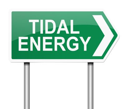Illustration depicting a sign with a tidal energy concept.