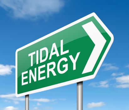Illustration depicting a sign with a tidal energy concept.