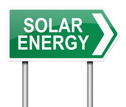 Illustration depicting a sign with a solar energy concept.