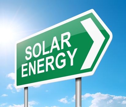 Illustration depicting a sign with a solar energy concept.