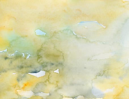 Watercolor background texture. Original watercolor backdrop with texture in grungy dirty yellow.