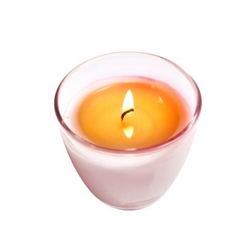 Candle in Glass on White Background with path
