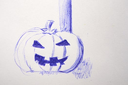 sketch of a halloween pumpkin, with a pen