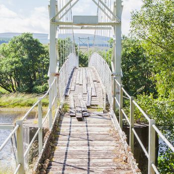 Old white bridge - Footpath over a river - Scotland