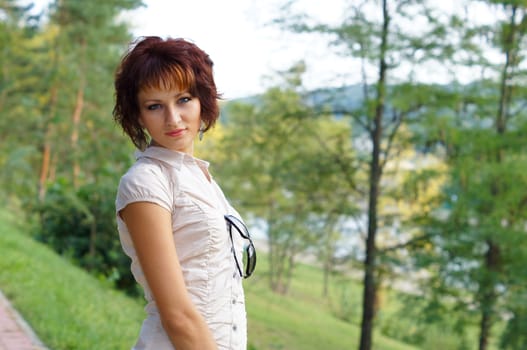 The young girl on walk