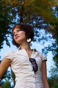 The young girl on walk