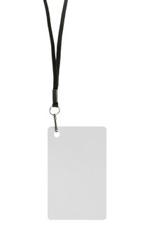 Blank badge with neckband on white background