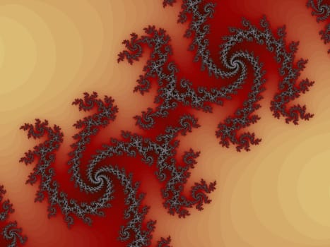 Digital computer graphic - rendering. Patterned fractal spiral in a brown colors for design.