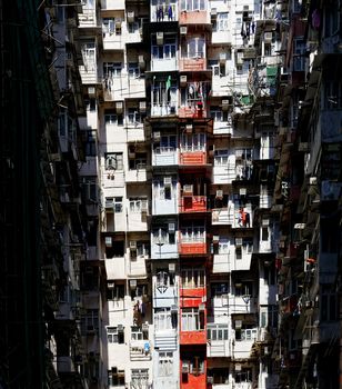 Old apartments in Hong Kong at day