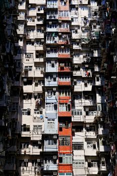 Old apartments in Hong Kong at day