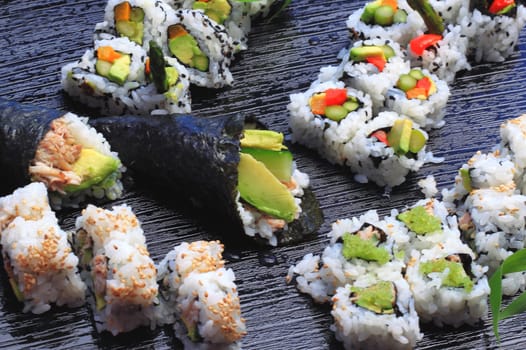 Healthy very popular Japanese food sushi.