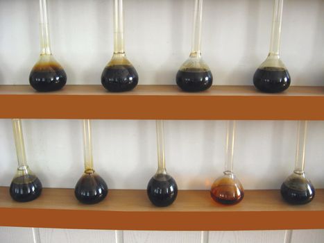 image of sample of oil in a flasks