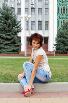 The young girl on walk