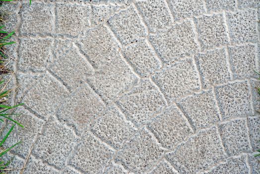 Gray stone tiles on the garden path as background                               