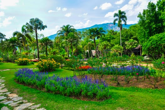 The beauty of the gardens and beautiful flowers.