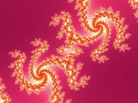 Digital computer graphic - rendering. Patterned fractal spiral in a bright colors for design.
