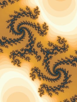 Digital computer graphic - rendering. Patterned fractal spiral in a bright colors for design.