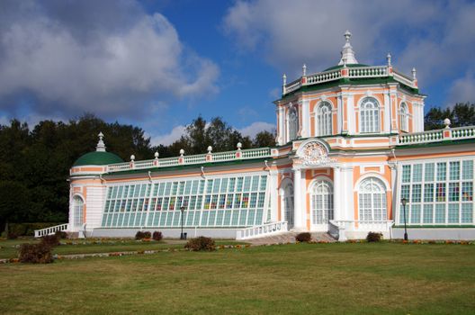 MOSCOW, RUSSIA - September 28, 2014: View of the Stone greenhouse in Kuskovo estate