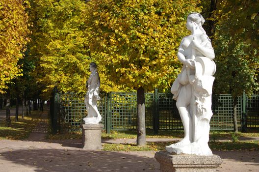 MOSCOW, RUSSIA - September 28, 2014: View of the Kuskovo estate in autumn day