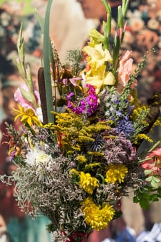 beautiful bouquets of flowers and herbs 