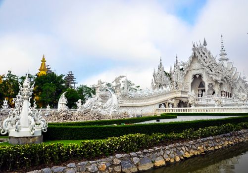 Wat Rong Khun in Chiang Rai, Thailand, the beautiful temple is integration of traditional Thai architecture and the surreal, more well-known of foreigners as the "White Temple".