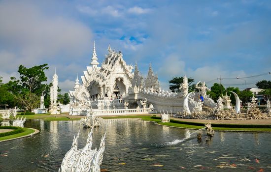 Wat Rong Khun in Chiang Rai, Thailand, the beautiful temple is integration of traditional Thai architecture and the surreal, more well-known of foreigners as the "White Temple".