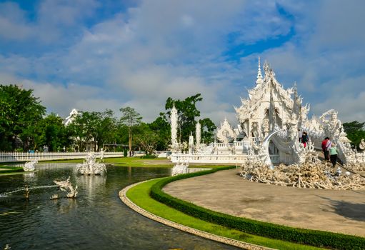 Wat Rong Khun in Chiang Rai, Thailand, the beautiful temple is integration of traditional Thai architecture and the surreal, more well-known of foreigners as the "White Temple".