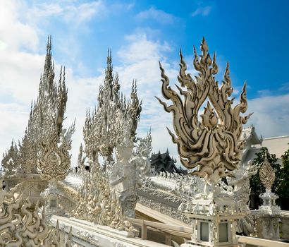 Wat Rong Khun in Chiang Rai, Thailand, the beautiful temple is integration of traditional Thai architecture and the surreal, more well-known of foreigners as the "White Temple".