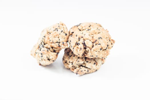 Mixed nut cookies isolated on white background, stock photo