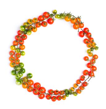 Healthy tomatoes circle shape concept on white